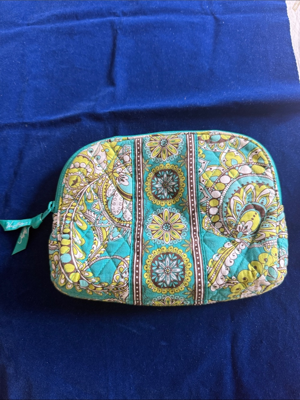 Vera Bradley Teal Paisley Quilted Cosmetic Pouch